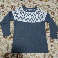 NICE CLAUP 幾何学模様ニットセーター