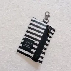 ランドセルキーケース リールキー 男の子 女の子 シンプル ボーダー 黒