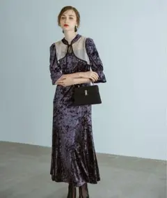 DorryDoll ドット×ベロアドレス M short ネイビー