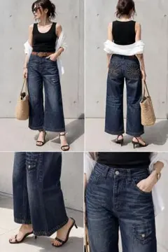 ANTIK DENIM　アンティークデニム ワイドシルエット・クロップド丈 26のサムネイル