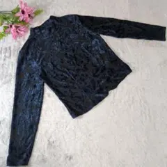 ✨Next Body✨ 青と黒 (M) フラワーパターン長袖トップス 日本製