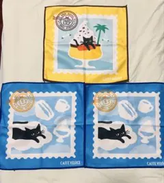 カフェベローチェ 黒ねこ サマーキャンペーン　黒ねこハンドタオル　3枚セット 猫