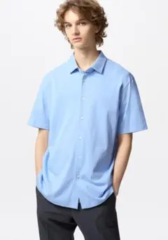 【新品・未使用】ユニクロ エアリズムコットンフルオープンポロシャツ XXL 青