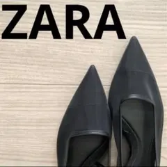 ZARA ザラ　ポインテッド　フラットシューズ　パンプス　ブラック　シアー　26