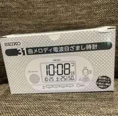 セイコー 31曲メロディ電波目ざまし時計 置き時計 ホワイト