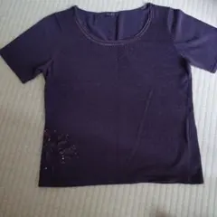 Modify 半袖ニット ビーズ刺繍 ダークパープルのサムネイル