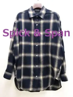 Spick & Span　オンブレーチェックルーズシャツ　黒のサムネイル