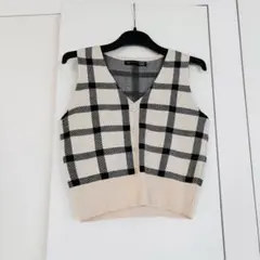 【新品未使用】ニットベスト Sサイズ チェック柄 韓国ファッション