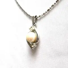 人気 パール＆ダイヤ 模造 シルバーカラー ペンダント ネックレス チョーカー