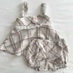 ナルミヤ　メゾピアノ セットアップ　うさぎ　マスコット　チェック柄 80