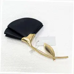 【CELFORD】フェイクレザーフラワーブローチ ブラック