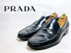 正規品【美品】PRADA ヴァンプローファー レザー ビジネスシューズ UK7