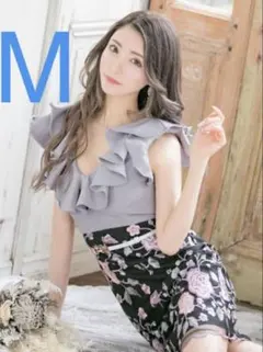 ◇JEWELS 花柄刺繍 ビッグフリル ミニドレス M