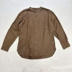 【美品】ユニクロ　フランネルスタンドカラーシャツ　Lサイズ　ブラウン