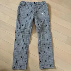 スヌーピー刺繍 チェック柄ロングパンツ 100cm