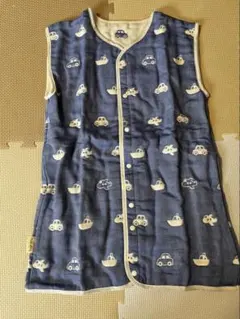 新品　はぐまむ　5重ガーゼ　スリーパー　袖なし　キッズ　乗り物柄