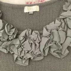 最最終お値下Otto 胸元豪華フリル＆レーススリーブブラックニットお出かけ春秋冬