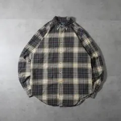 ラルフローレン 長袖フランネルシャツ コットン グリーン チェック柄 L 古着