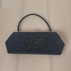 ビーズ刺繍 黒 ハンドバッグ