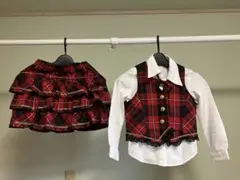 フォーマルドレスセット 赤黒チェック⭐︎ワッペン付き⭐︎120㎝♪