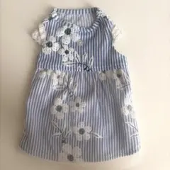 犬と生活 犬服 ワンピース ストライプ 花柄刺繍 サイズ1のサムネイル