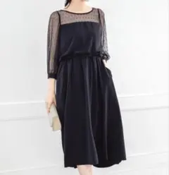 apart by lowrys ドットチュールワンピース 黒 結婚式 L