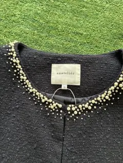 anatelier ビーズ装飾 ノーカラージャケット 38