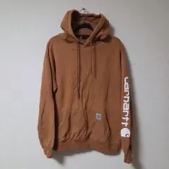 carhartt カーハート　ブラウン　ロゴプリント プルオーバーパーカー