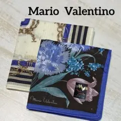 マリオバレンチノ　ハンカチ2枚セット　未使用　花柄　チェーン柄　日本製　送料込み
