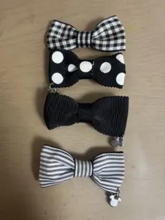 ディズニーリゾート ディズニーランド ヘアクリップ　リボン　ブラック ホワイト