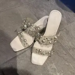 RANDA クリアパール装飾オープントゥサンダル