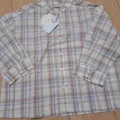 ベージュ系チェック 長袖シャツ 110　テータテート