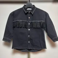 ZARA ブラック フリンジデニムジャケット サイズ6 116㎝