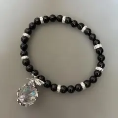 ガーネット×水晶チャーム ブレスレット 天然石 天使デザイン 開運 お守り