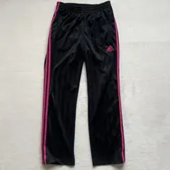 adidas アディダス L ジャージ パンツ 黒ブラックピンク 刺繍ロゴ