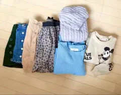 紫色ケーブル編みフード付きセーターとミッキーのニット・その他