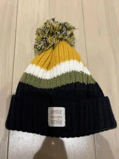カラフルポンポン付きニット帽 48-50cm