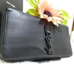 ✨極美品✨イヴサンローラン　長財布　ラウンドファスナー　カサンドラ　ブラック　黒