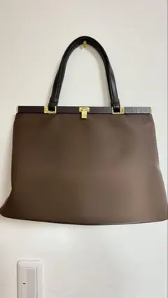【美品】濱野皮革工藝 HAMANO ブラウン ゴールド金具ハンドバッグ