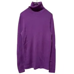ユニクロ　エクストラファインメリノリブタートルネックセーター　パープル　M