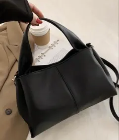 2WAY レザー調　人気　シンプル　大人　ショルダー　ハンドバッグ　トートバッグ