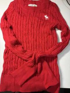 Abercrombie & Fitch ケーブルニットセーター 赤
