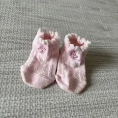 ミキハウス　ピンク リボン付き ベビー靴下 9-11cm