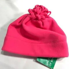 #0447 BENETTON フリースキャップ 帽子 子供用 ピンク XXS