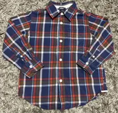 110㎝GapKids綿100%チェック柄長袖シャツ　キッズ　ギャップ