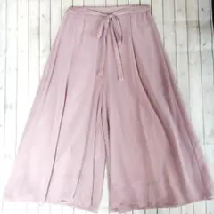 Alottaアロッタ　ウエストリボン くすみピンク シフォン ワイド パンツ M