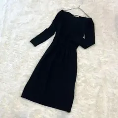 PINKY&DIANNE 毛100% ワンピース ブラック 広めネック　きれいめ