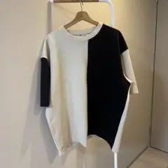 ZARA カラーブロック Tシャツ 半袖 ベージュ/ブラック