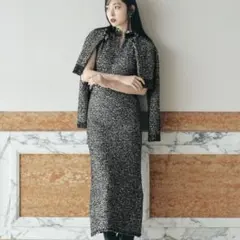 SNIDEL 極美品 ツイードニットワンピース×ジャケット セットアップ 黒