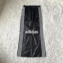 adidas トラックパンツ ナイロン フレア ブラック 万国旗 90s